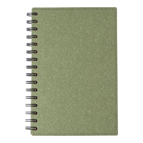 Carnet à spirale en matériau recyclé Caleb vert | sans marquage | non disponible | non disponible