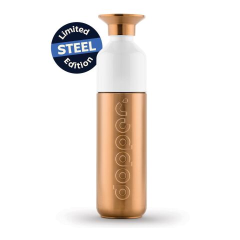 Dopper Solid Steel 490 ml argent/blanc | Sérigraphie 1 couleur | Avant et arrière | 155 mm x 32 mm