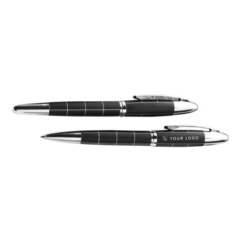 Parure de stylo bille et roller noir/argent | sans marquage | non disponible | non disponible