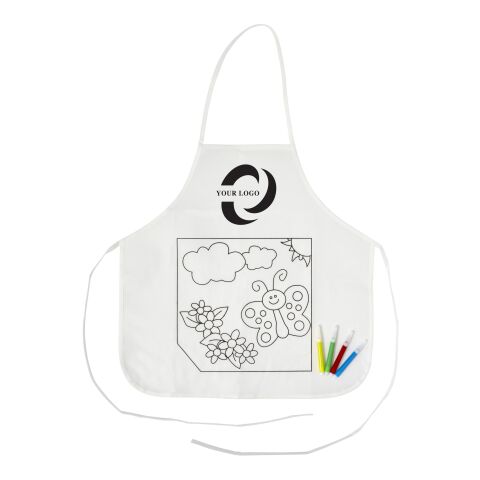 Tablier en polyester à colorier livré avec 4 feutres.