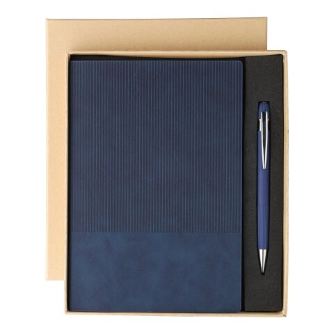 Set de cuaderno de PU reciclado (A5) y bolígrafo Tarek bleu