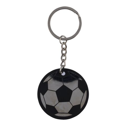 Porte-clés ballon de football en acier inoxydable recyclé Ciro noir | sans marquage