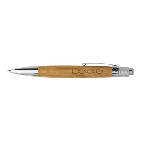 Stylo bille en bambou et métal, mine bleue. marron | sans marquage | non disponible | non disponible