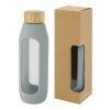 Bouteille Tidan de 600&nbsp;ml en verre borosilicate avec grip en silicone Standard | Gris | sans marquage | non disponible | non disponible