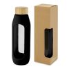 Bouteille Tidan de 600&nbsp;ml en verre borosilicate avec grip en silicone Standard | Noir | sans marquage | non disponible | non disponible