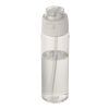 Bouteille d'eau Theron de 700 ml en plastique recyclé RCS, avec bouchon double fonction et paille rabattable blanc