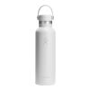 Gourde isotherme en acier inoxydable Hydro Flask à goulot standard, 621 ml, avec bouchon à paille Blanc