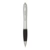 Stylo bille RCS en plastique recyclé avec corps argenté et grip coloré (encre noire) Nash Standard | Noir | sans marquage | non disponible | non disponible