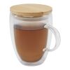 Tasse en verre Leona de 350&nbsp;ml avec couvercle en bambou Standard | Blanc | sans marquage | non disponible | non disponible