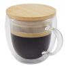Tasse en verre Lenora de 250 ml avec couvercle en bambou Standard | Blanc | sans marquage | non disponible | non disponible