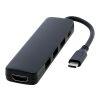 Adaptateur multimédia en plastique recyclé Loop RCS USB 2.0-3.0 avec port HDMI Standard | noir | sans marquage | non disponible | non disponible