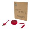 Câble rétractable 5 en 1 Alasia de 100&nbsp;cm en plastique recyclé et aluminium pour la synchronisation des données et la charge rapide de 45&nbsp;W Rouge