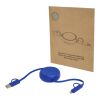 Câble rétractable 5 en 1 Alasia de 100&nbsp;cm en plastique recyclé et aluminium pour la synchronisation des données et la charge rapide de 45&nbsp;W Standard | Bleu royal | sans marquage | non disponible | non disponible