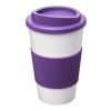 Gobelet isolant Americano® 350 ml avec bandeau antidérapant Blanc-Violet | sans marquage | non disponible | non disponible