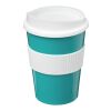 Gobelet Americano® medio 300 ml avec bandeau antidérapant Bleu aqua-Blanc | sans marquage | non disponible | non disponible