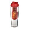 Bouteille infuseur fruit avec couvercle à clapet H2O Tempo® - 700 ml Blanc-Rouge | sans marquage | non disponible | non disponible
