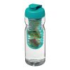 Bouteille H2O Base® infuseur fruit avec couvercle à clapet - 650 ml Translucide-Bleu aqua | sans marquage | non disponible | non disponible