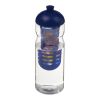 Bouteille H2O Base® infuseur fruit avec couvercle dôme - 650 ml Translucide-Bleu | sans marquage | non disponible | non disponible