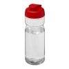 Bouteille H2O Eco de sport avec couvercle à clapet - 650 ml Translucide-Rouge | sans marquage | non disponible | non disponible
