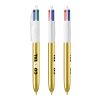 BIC® 4 Couleurs Shine bille Blanc-or | Sérigraphie 1 couleur | Corps-à la droite du clip | 30.00 mm x 43.00 mm
