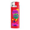 BIC® J38 Chrome Hood Briquet Rouge-Rouge-Rouge-gris clair | Sérigraphie 1 couleur | Corps-face avant | 20.00 mm x 50.00 mm