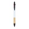 Stylo 3 couleurs avec grip en bambou Blanc | sans marquage | non disponible | non disponible | non disponible