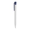 Stylo Pier opaque Blanc-Bleu foncé | Sérigraphie 1 couleur | dans le prolongement du clip | 45 mm x 25 mm | non disponible