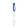 Stylo Bio-S! Clear transparent Bleu / Blanc | Sérigraphie 1 couleur | à 270 degrés du clip | 40 mm x 25 mm | non disponible