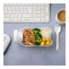 Boîte à lunch tout-en-un avec compartiment à sauce et cuillère-fourchette Blanc