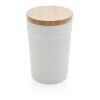 Mug 300ml en PP recyclé GRS avec couvercle en bambou FSC® blanc | sans marquage | non disponible | non disponible
