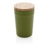 Mug 300ml en PP recyclé GRS avec couvercle en bambou FSC® vert | sans marquage | non disponible | non disponible