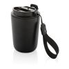 Mug iso en acier inoxydable recyclé RCS avec lanière Cuppa noir | sans marquage | non disponible | non disponible