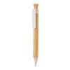 Stylo en bambou avec clip en fibre de paille blanc | sans marquage | non disponible | non disponible