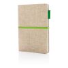 Carnet à couverture en jute et coton A5 vert-vert | sans marquage | non disponible | non disponible