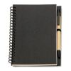 Carnet de note recyclé à spirales avec stylo - pages blanches noir | sans marquage | non disponible | non disponible | non disponible
