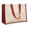 Sac shopping en jute et toile rouge | sans marquage | non disponible | non disponible | non disponible