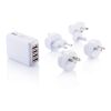 Adaptateur de voyage avec 4 ports USB blanc | sans marquage | non disponible | non disponible