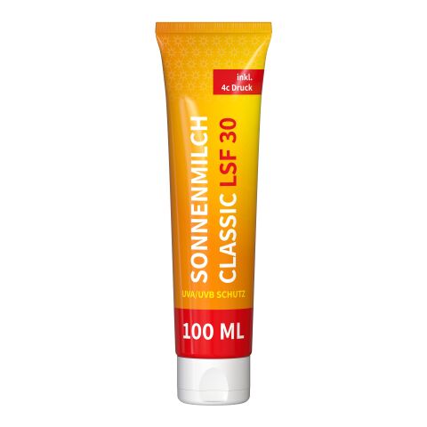 Tube de 100 ml - Lait solaire FPS 30 - FullbodyPrint Blanc | sans marquage