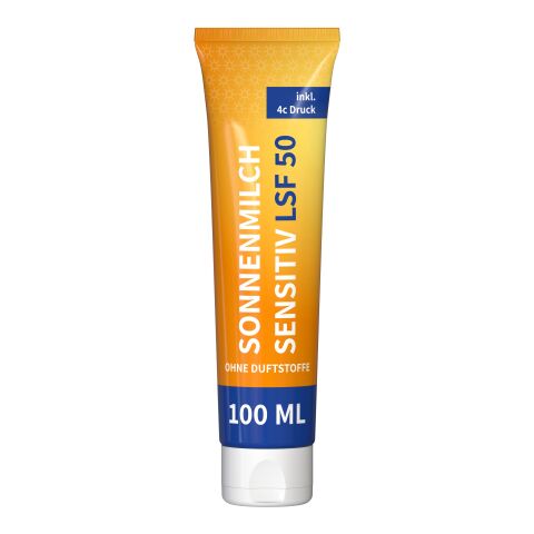 Tube de 100 ml - Lait solaire sensible FPS 50 - FullbodyPrint Blanc | sans marquage