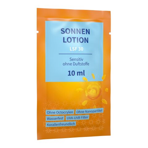10 ml Lait solaire FPS 30 sensible (sachet) - Soft Touch Print Blanc | sans marquage