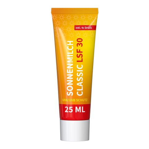 Tube de 25 ml - Lait solaire FPS 30 - FullbodyPrint Blanc | sans marquage