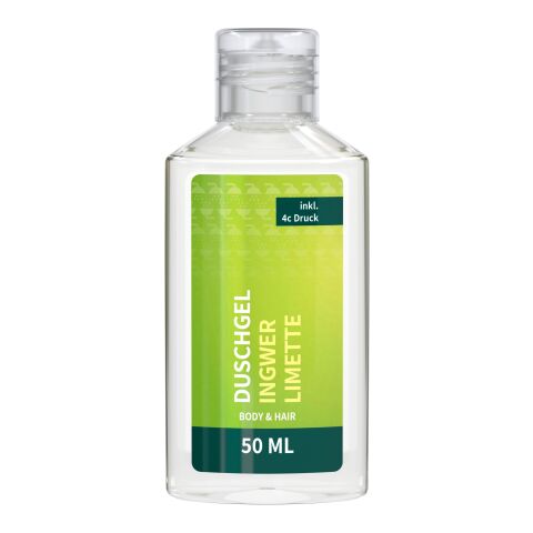 Bouteille de 50 ml - Gel Douche Gingembre-Citron Vert - Body Label Transparent | 4C Body Label brillante