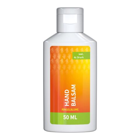 Bouteille de 50 ml - Baume pour les mains &quot;Calendula - Aloe Vera&quot; - Body Label Blanc | sans marquage
