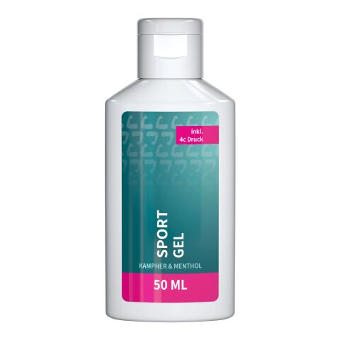 Bouteille de 50 ml - Gel sportif - Body Label blanc | 4C Body Label brillante