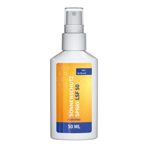 Spray de 50 ml - Spray Solaire SPF 50 - Body Label blanc | 4C Body Label brillante