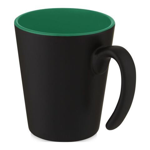 Mug en céramique Oli 360 ml avec anse Standard | Vert-Noir | sans marquage | non disponible | non disponible