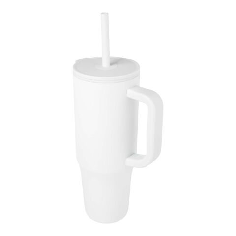 Gobelet isotherme Brady 900&nbsp;ml certifié RCS avec paille en silicone Standard | Blanc | sans marquage | non disponible | non disponible