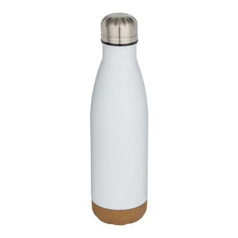 Bouteille d’eau Cove de 500&nbsp;ml en acier inoxydable isolée sous vide et à double paroi avec détails en liège Standard | Blanc | sans marquage | non disponible | non disponible