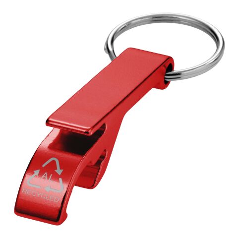 Ouvre-bouteille et canette Tao en aluminium recyclé certifié RCS avec porte-clés Standard | Rouge | sans marquage | non disponible | non disponible