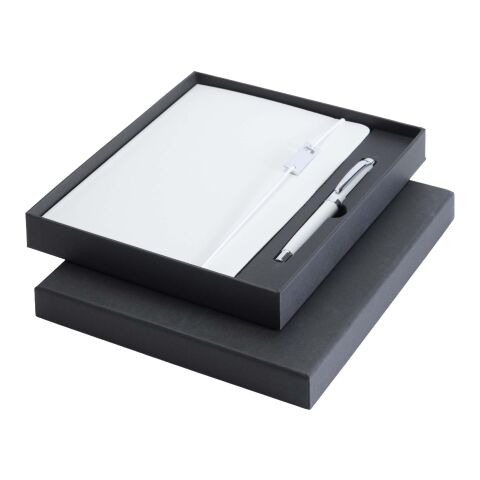 Ensemble carnet à couverture rigide A5 et stylo roller Legato Elegance Standard | blanc-blanc | sans marquage | non disponible | non disponible